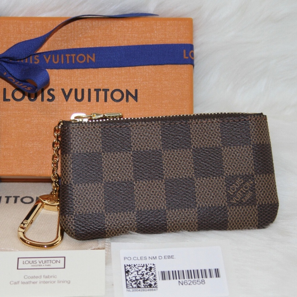 New! LOUIS VUITTON Key Pouch Damier Ebene Made in France